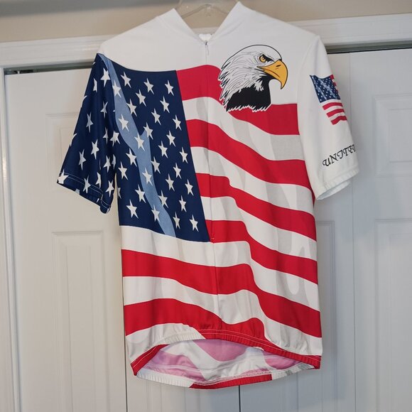 Aussie Tops - 3/$18 or 5/$25 Aussie Red/Blue Biking Jersey "United We Stand" Size Large
